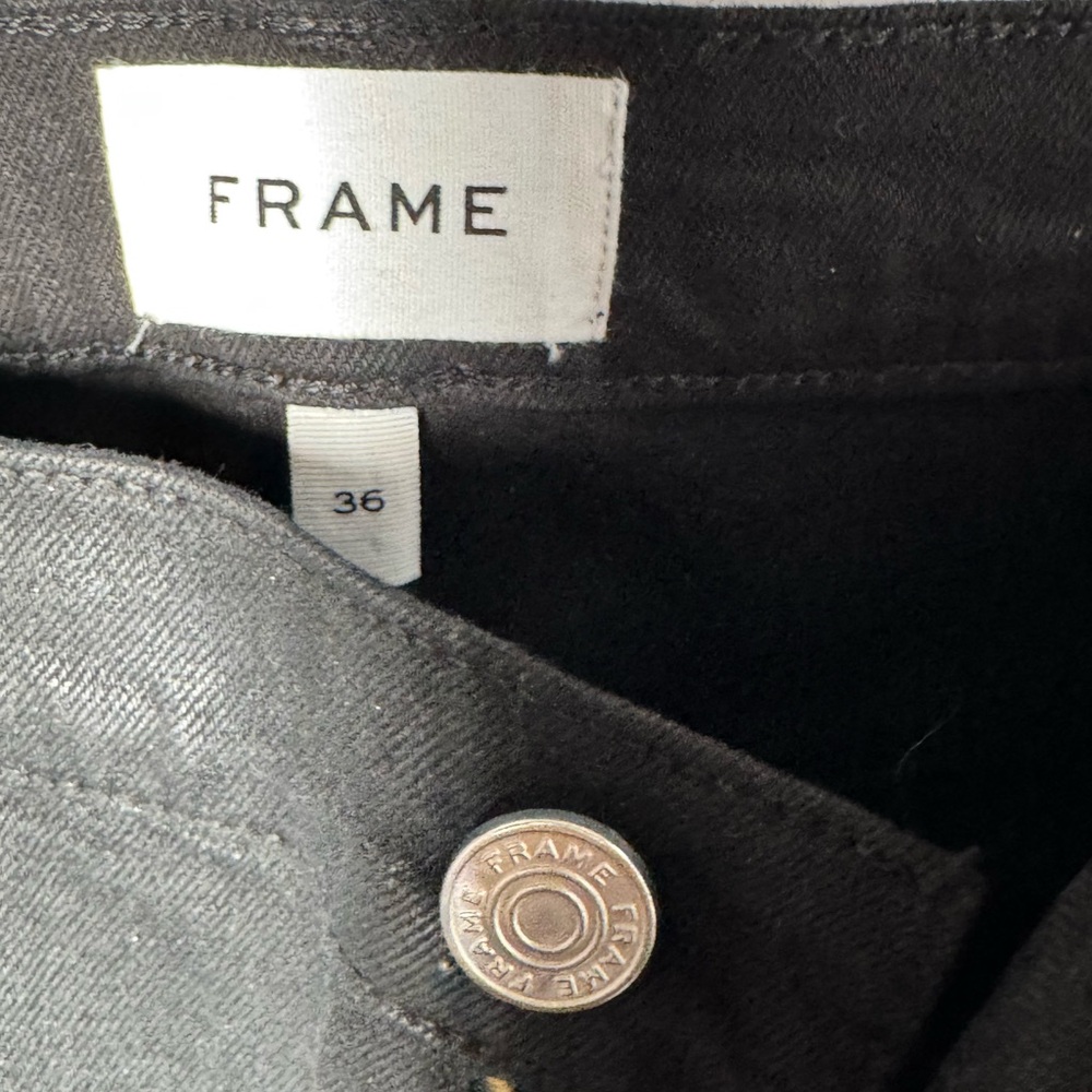 Frame Denim Black Slim Jeans with Coated Finish - Picture 3 of 3